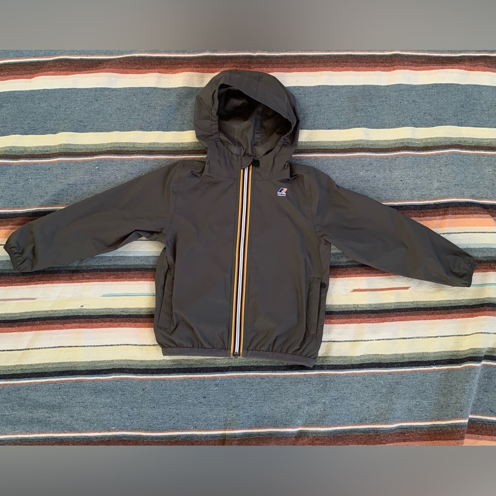 Kids K Way LE VRAI CLAUDE Windbreaker Rain Jacket Grey 4T